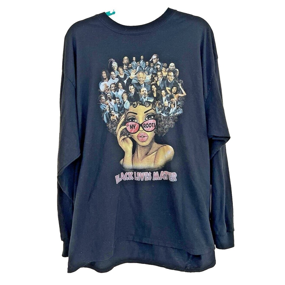 "My Roots" Graphic T-shirt Men's 2XL Black Lives Matter Long Sleeve Icons